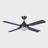 Discovery 1320mm 4 Blade ABS Ceiling Fan with 15w Tricolour LED Light Matt Black