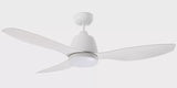 MEF1333WW Elite 1200mm 3 ABS Blade ceiling fan with 20w LED light tricolour White motor White Blade